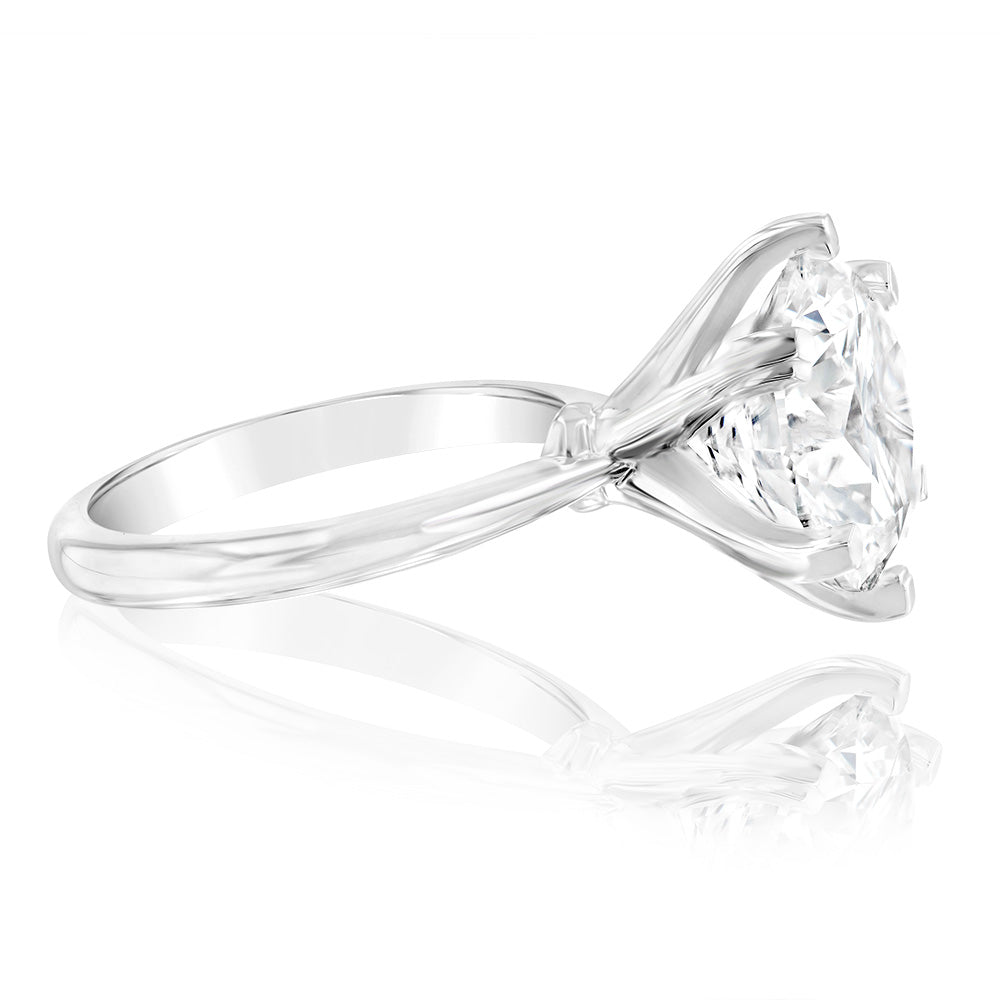 Luminesce Lab Grown 18ct White Gold Solitaire Ring in 6 Carat Certified Diamond