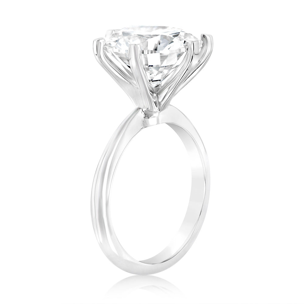 Luminesce Lab Grown 18ct White Gold Solitaire Ring in 6 Carat Certified Diamond