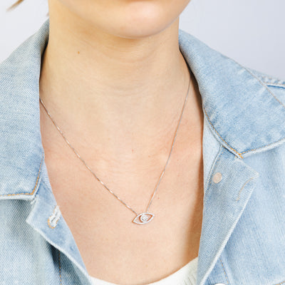 Luminesce Lab Grown 1/4 Carat Diamond Evil Eye Pendant in Sterling Silver