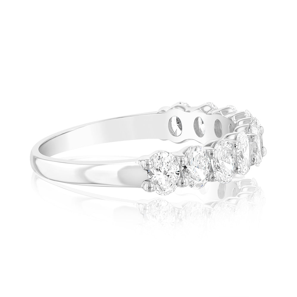 Luminesce Lab Grown 9ct White Gold Eternity Oval Cut Shaped Ring in 1 Carat Diamond