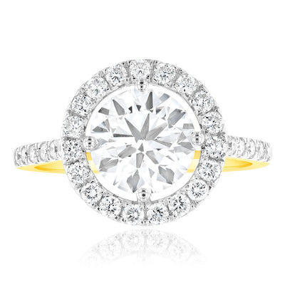 Luminesce Lab Grown 18ct Yellow Gold 2.5 Carats Diamond Solitaire Fancy Ring