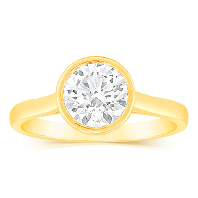 Luminesce Lab Grown 14ct Yellow Gold 1.5 Carat Brilliant Cut Diamond Ring in