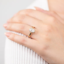 Load image into Gallery viewer, Luminesce Lab Grown 14ct Yellow Gold 1.5Carat Oval Cut Diamond Ring in Bezel Set