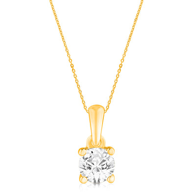 Luminesce Lab Grown 3/4 Carat Diamond Solitaire Pendant on 9ct Yellow Gold Adjustable Chain