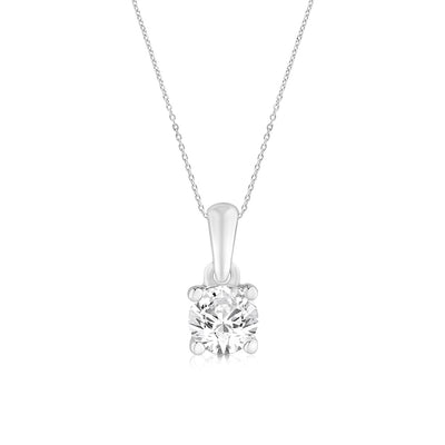 Luminesce Lab Grown 3/4 Carat Diamond Solitaire Pendant on 9ct White Gold Adjustable Chain