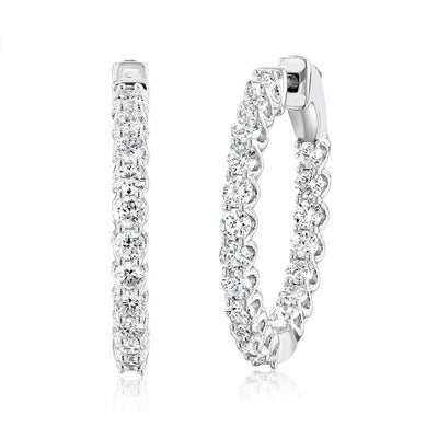 Luminesce Lab Grown 2 Carat Diamond Hoop Earrings Sterling Silver