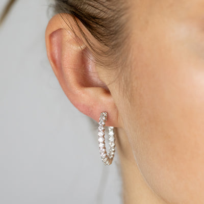 Luminesce Lab Grown 2 Carat Diamond Hoop Earrings Sterling Silver