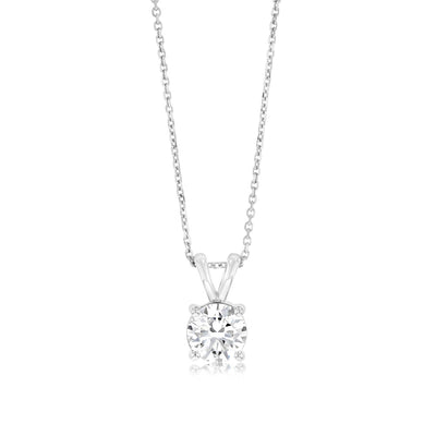 Luminesce Lab Grown Solitaire 1.5Ct Diamond Pendant in 9ct White Gold with Adjustable Chain