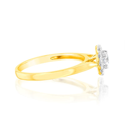 Luminesce Lab Grown 9ct yellow Gold 0.40 Carat Halo Brilliant Cut Ring