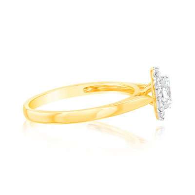 Luminesce Lab Grown 9ct yellow Gold 0.40 Carat Halo Oval Brilliant Cut Ring