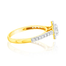 Load image into Gallery viewer, Luminesce Lab Grown 9ct yellow Gold 0.55 Carat Halo Oval Brilliant Cut Ring