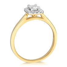 Load image into Gallery viewer, Luminesce Lab Grown 9ct yellow Gold 0.40 Carat Halo Emerald Brilliant Cut Ring