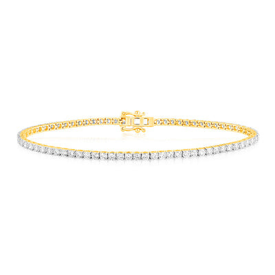 Luminesce Lab Grown 3 Carat Diamond Tennis Bracelet in 9ct Yellow Gold