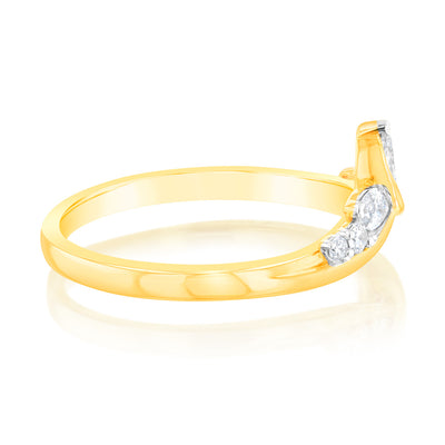 Luminesce Lab Grown 0.30 Carat Marquise and Brilliant Cut Diamonds Dress Ring in 9ct Yellow Gold