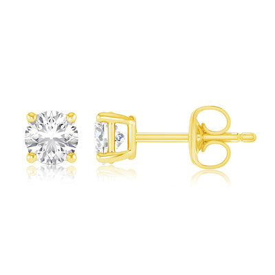 Luminesce Lab Grown 1 Carat Diamond Solitaire Earrings in 9ct Yellow Gold