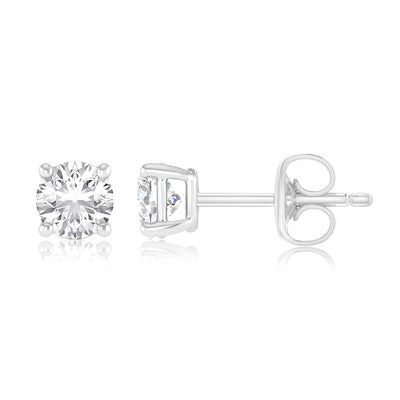 Luminesce Lab Grown 1 Carat Diamond Solitaire Earrings in 9ct White Gold