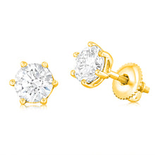 Load image into Gallery viewer, Luminesce Lab Grown 9ct Yellow Gold 2 Carat Diamond Screw back Stud Earrings