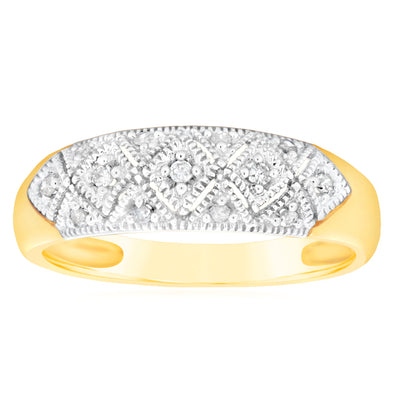 Luminesce Lab Grown Diamond 1/5 Carat Eternity Curve Ring in 9ct Yellow Gold