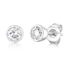 Load image into Gallery viewer, Luminesce Lab Grown 1/2 Carat Sterling Silver Bezel Diamond Studs
