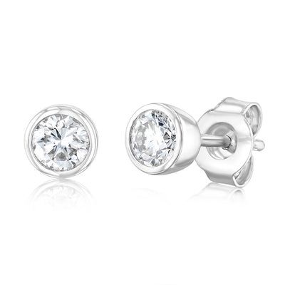 Luminesce Lab Grown 1/2 Carat Sterling Silver Bezel Diamond Studs