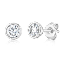 Load image into Gallery viewer, Luminesce Lab Grown 1 Carat Sterling Silver Bezel Diamond Studs