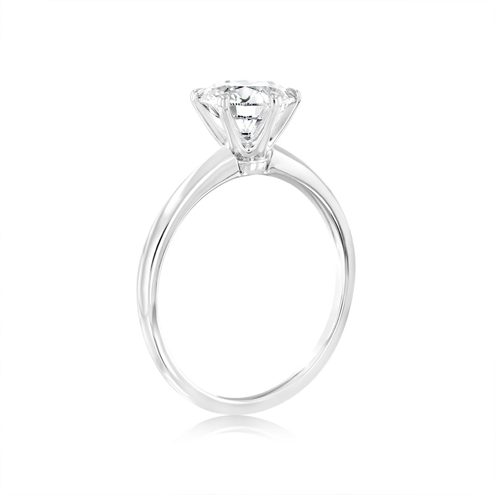 Luminesce Lab Grown Sterling Silver 2 Carat Diamond Solitaire Ring