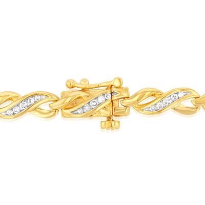 Luminesce Lab Grown 1/2 Carat Tennis Diamond Bracelet in Gold Plated Silver 17.5CM