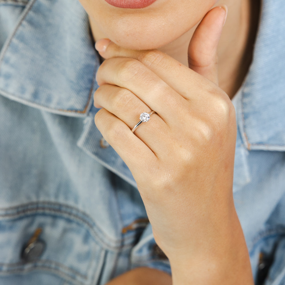 Luminesce Lab Grown Sterling Silver 1/2 Carat Diamond Solitaire Ring