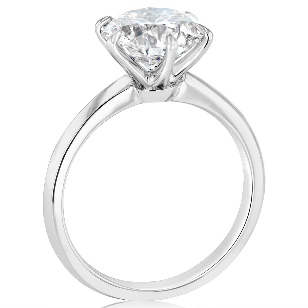 Luminesce Lab Grown Sterling Silver 3 Carat Diamond Solitaire Ring