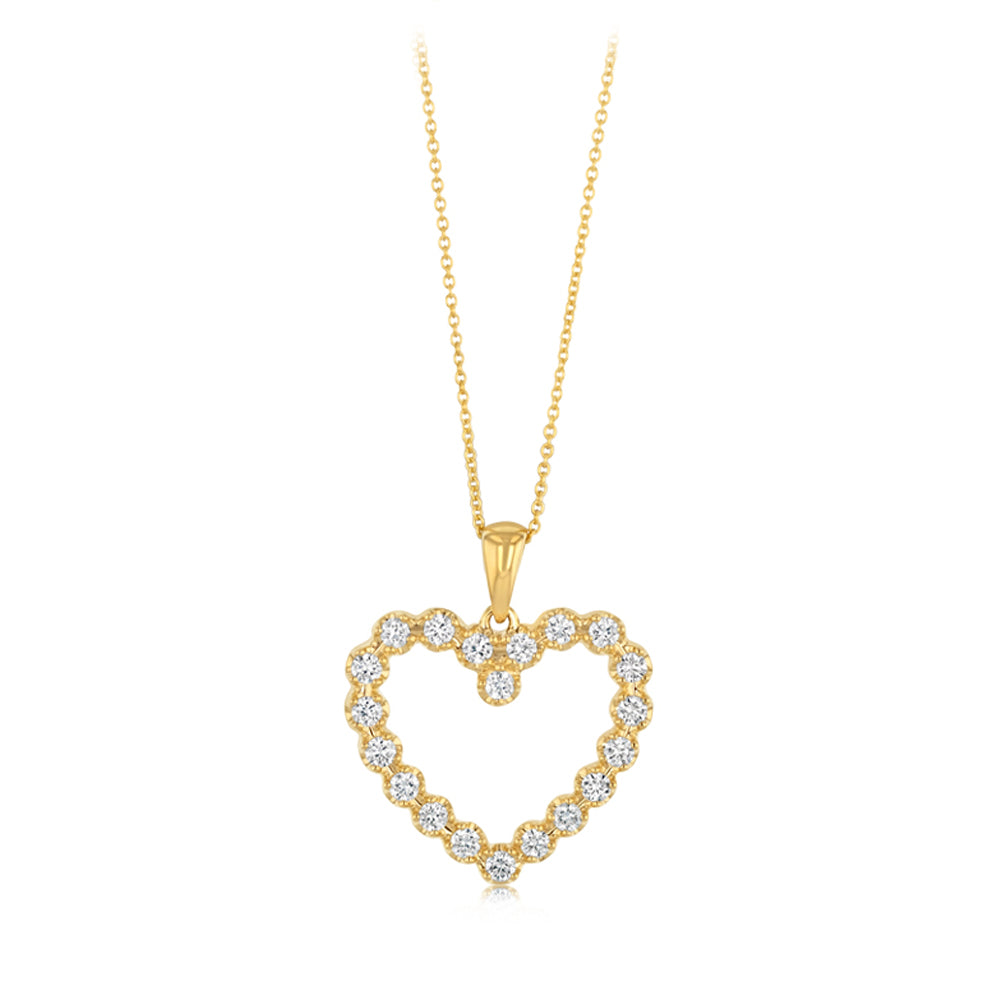 Luminesce Lab Grown 1/2 Carat Diamond Heart Pendant on 45cm Chain in 9ct Yellow Gold