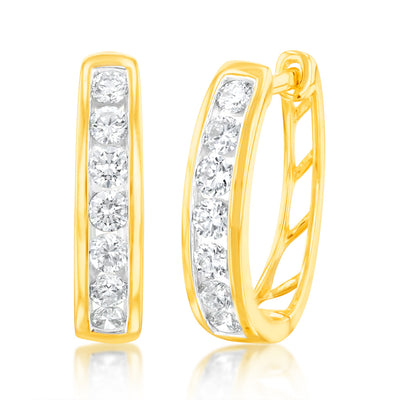 Luminesce Lab Grown 1/2 Carat Diamond Hoop Earring in 9ct Yellow Gold