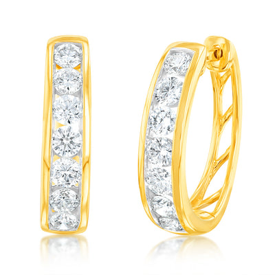 Luminesce Lab Grown 1 Carat Diamond Hoop Earring in 9ct Yellow Gold