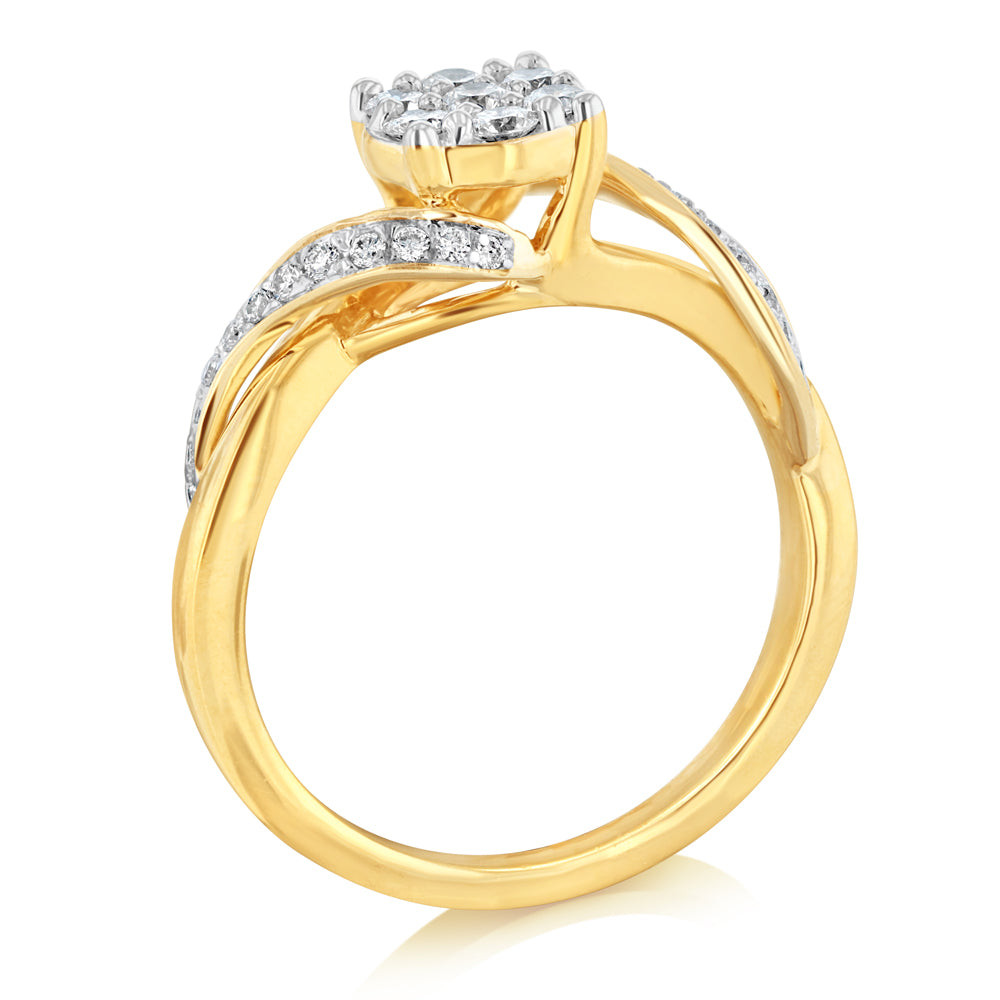 Luminesce Lab Grown 31 Diamonds Cluster Ring in 9ct Yellow Gold