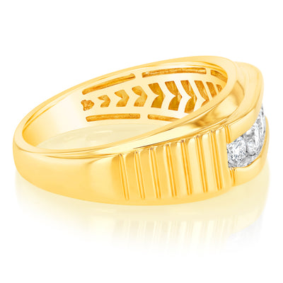 Luminesce Lab Grown 5 Diamonds Gents Ring in 9ct Yellow Gold