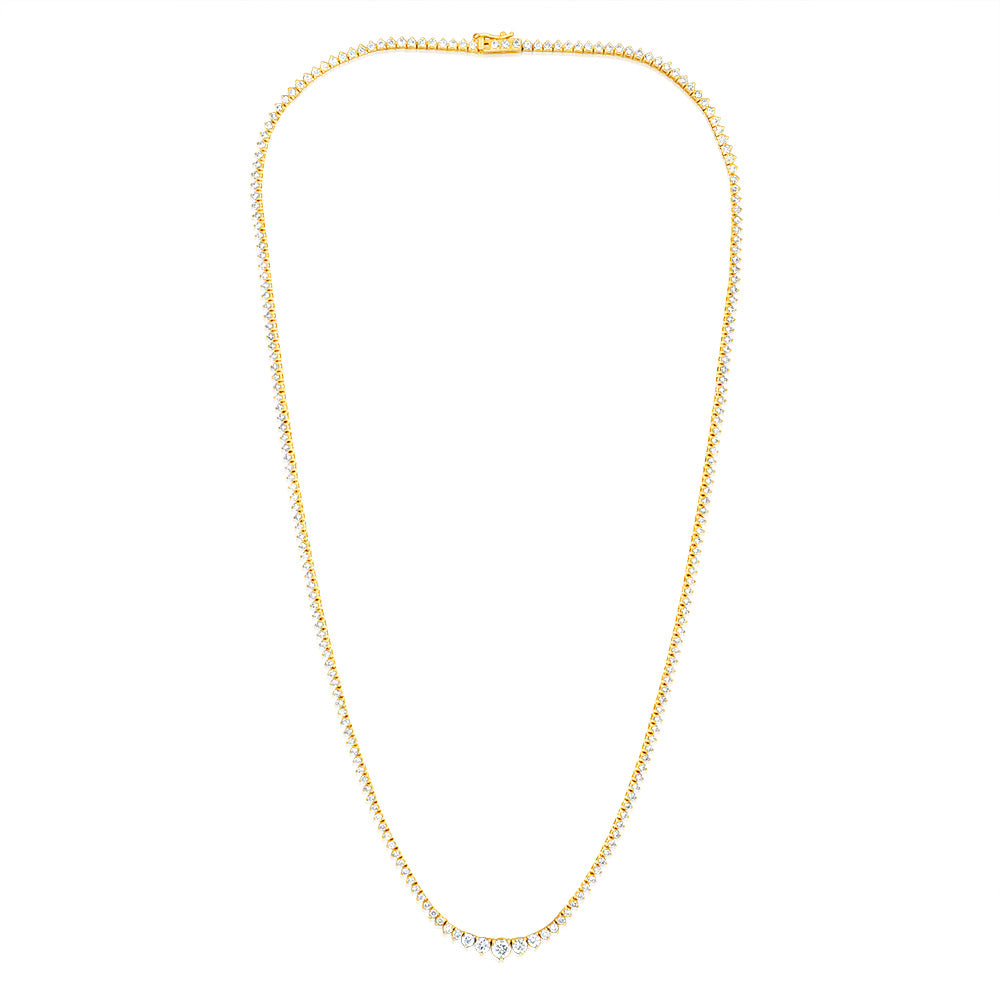 Luminesce Lab Grown 3 Carat Diamond Tennis Necklace in 9ct Yellow Gold