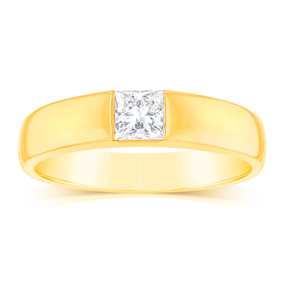 Luminesce Lab Grown 1/2 Carat Diamond Gents Ring in 9ct Yellow Gold