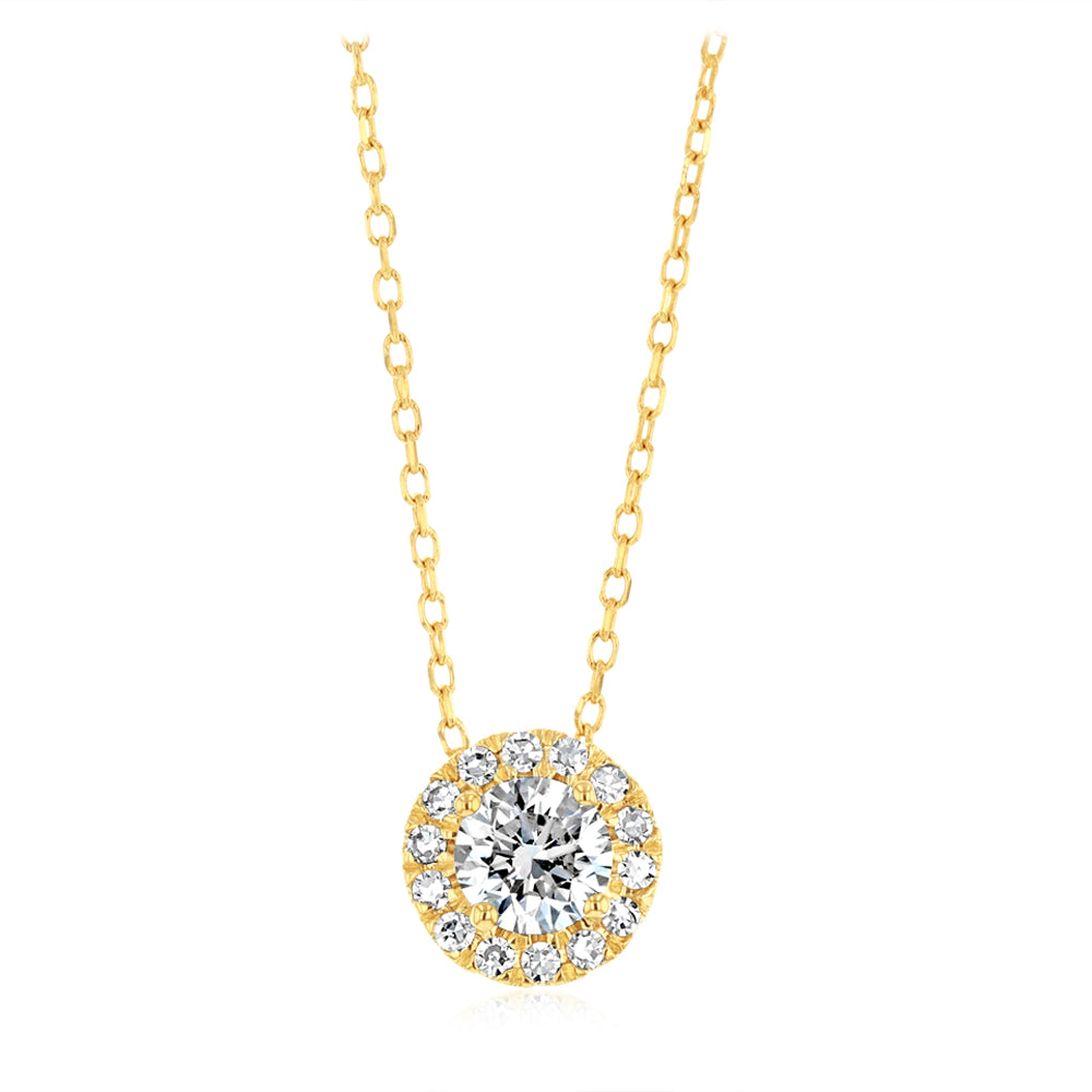 Luminesce Lab Grown 1/2 Carat Diamond Circle Pendant on 45cm chain in 9ct Yellow Gold