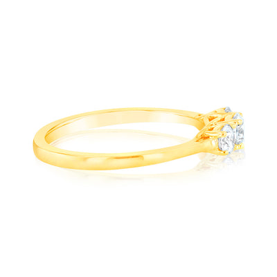 Luminesce Lab Grown 3 Diamond Trilogy Ring in 9ct Yellow Gold