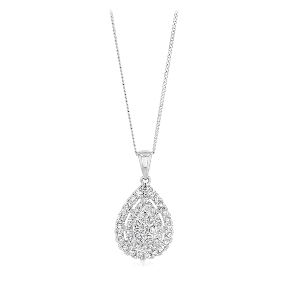 Luminesce Lab Grown 1 Carat Diamond Pear Shaped Pendant in 9ct White Gold