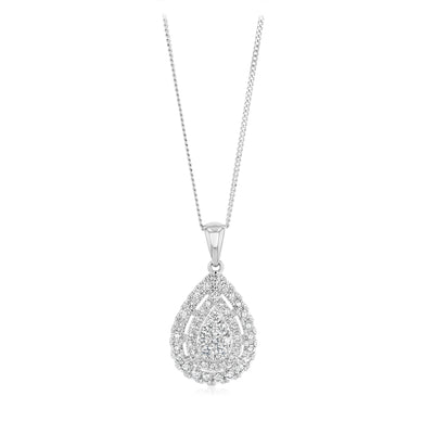 Luminesce Lab Grown 1 Carat Diamond Pear Shaped Pendant in 9ct White Gold