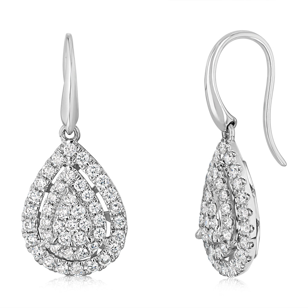 Luminesce Lab Grown 1 Carat Diamond Hook Drop Earrings in 9ct White Gold