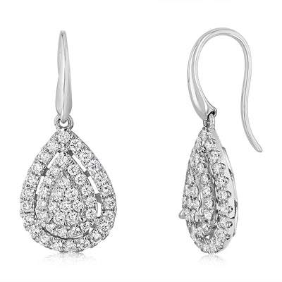 Luminesce Lab Grown 1 Carat Diamond Hook Drop Earrings in 9ct White Gold