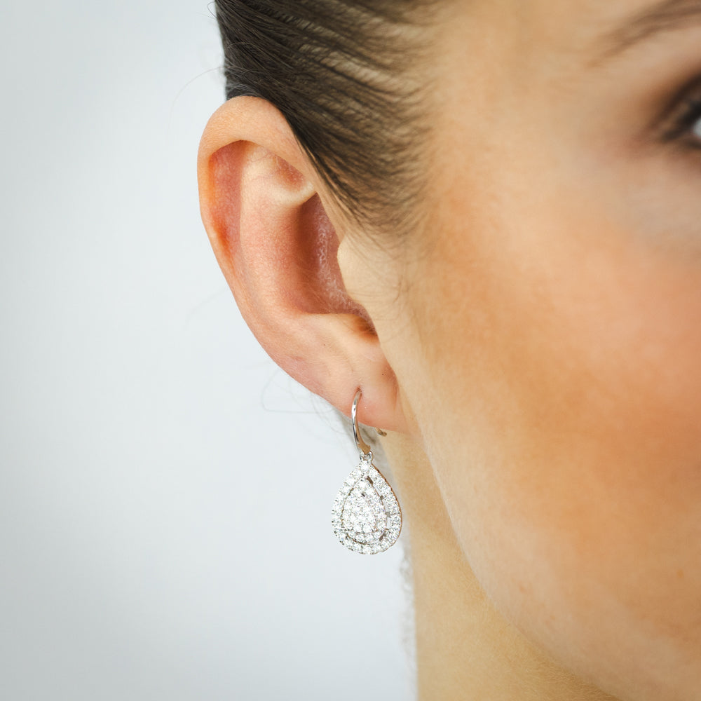 Luminesce Lab Grown 1 Carat Diamond Hook Drop Earrings in 9ct White Gold