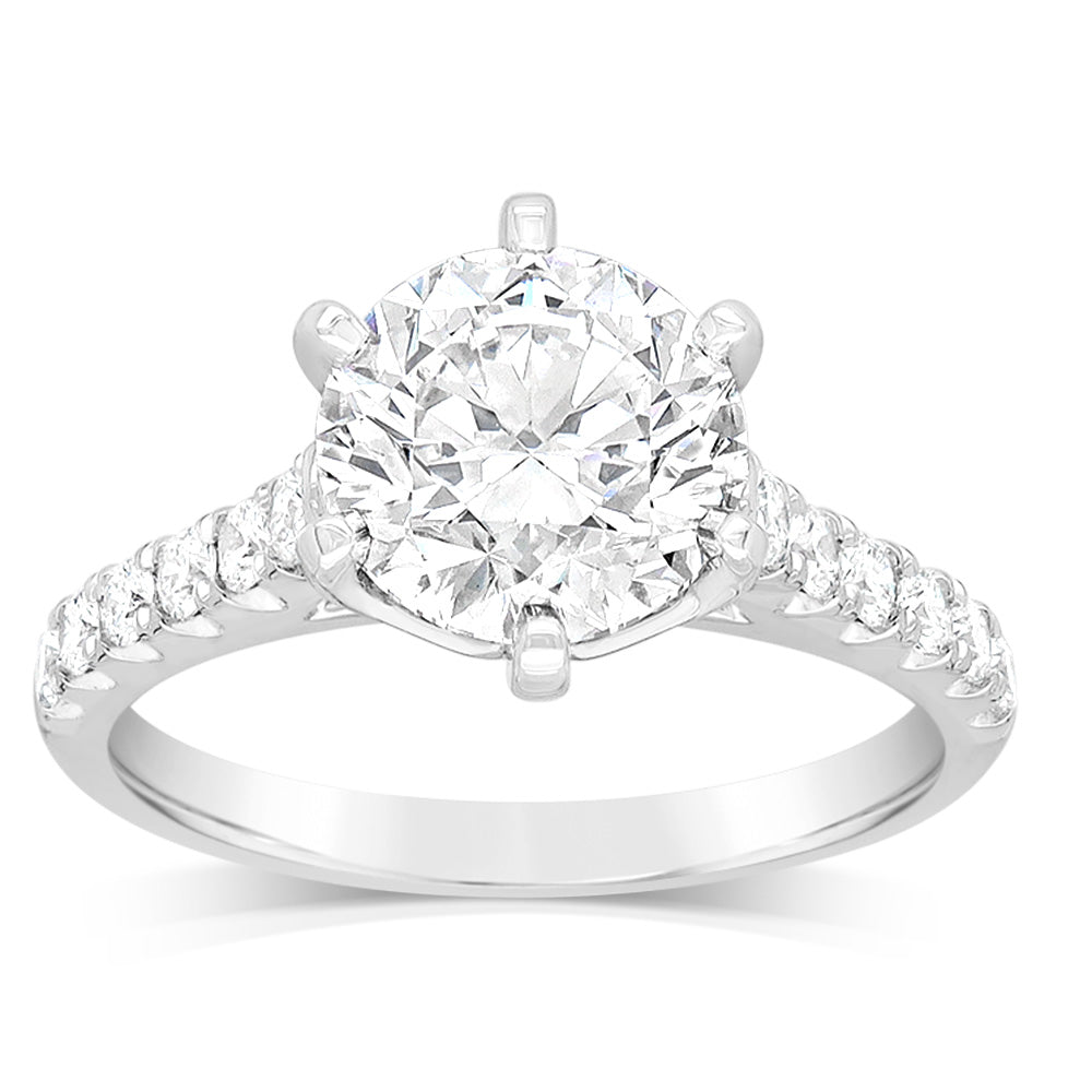 Luminesce Lab Grown Carats Diamond Ring with Carat Centre Diamond in 18ct White Gold