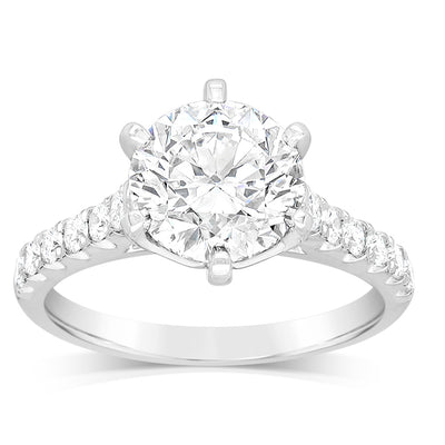 Luminesce Lab Grown  2.3 Carats Diamond Ring with 2 Carat Centre Diamond in 18ct White Gold