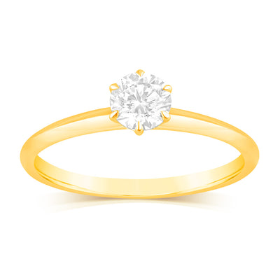 Luminesce Lab Grown 1/2 Carat Diamond Solitaire Ring in 9ct Yellow Gold