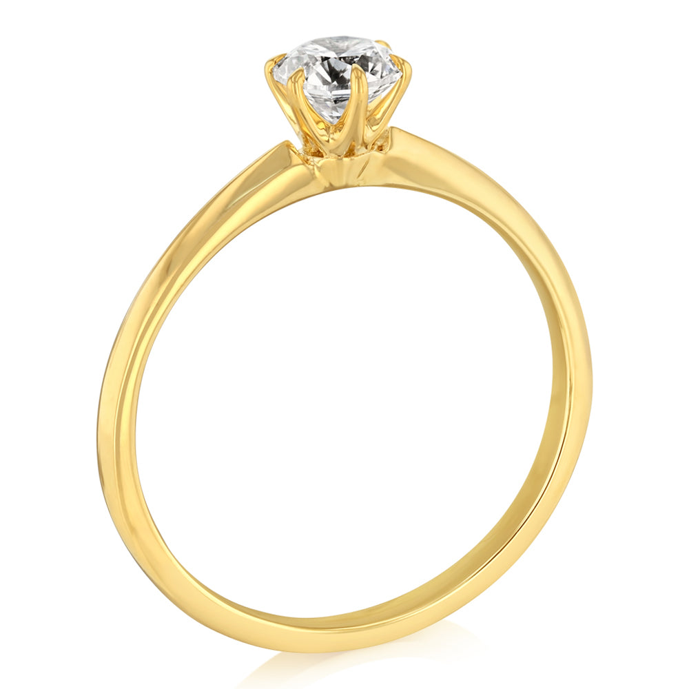 Luminesce Lab Grown 1/2 Carat Diamond Solitaire Ring in 9ct Yellow Gold