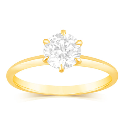 Luminesce Lab Grown 1 Carat Diamond Solitaire Ring in 9ct Yellow Gold