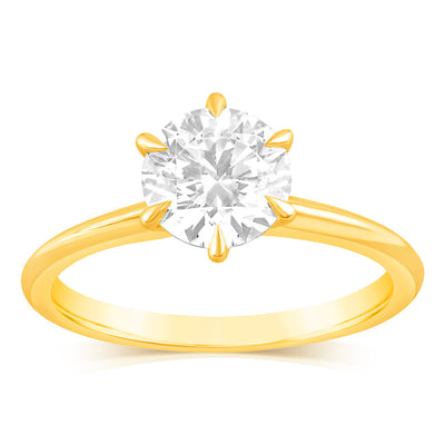 Luminesce Lab Grown 2 Carats Diamond Solitaire Ring in 9ct Yellow Gold