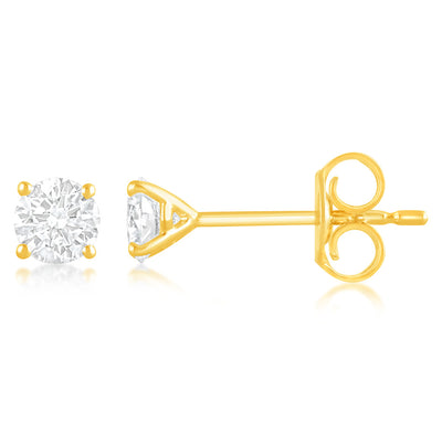 Luminesce Lab Grown 1/2 Carat Diamond Stud Earrings in 9ct Yellow Gold
